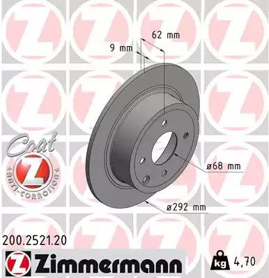 Диск тормозной NISSAN CUBE, ZIMMERMANN (200252120)