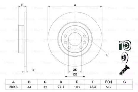 Диск тормозной PEUGEOT 508, BOSCH (0986479130)