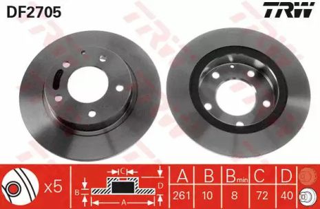 Диск гальмівний FORD AUSTRALIA, HAIMA (FAW), TRW (DF2705)