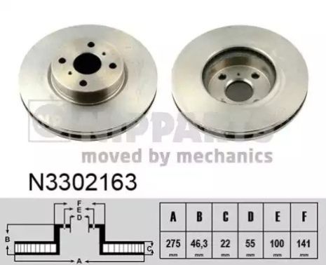 Диск гальмівний TOYOTA YARIS, NIPPARTS (N3302163)