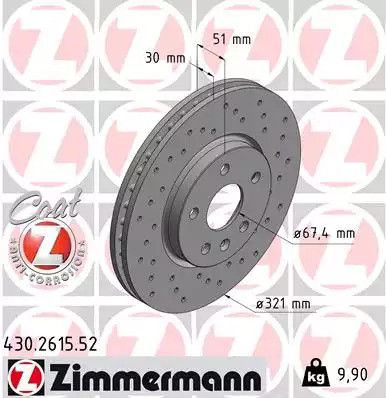 Диск тормозной CHEVROLET MALIBU, SAAB 9-5, ZIMMERMANN (430261552)