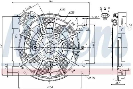 Вентилятор охлаждения двигателя OPEL ASTRA G (98-), NISSENS (85186)