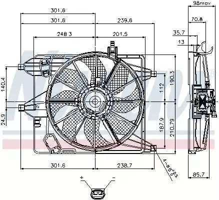 Вентилятор охлаждения двигателя NISSAN KUBISTAR, RENAULT THALIA, NISSENS (85252)