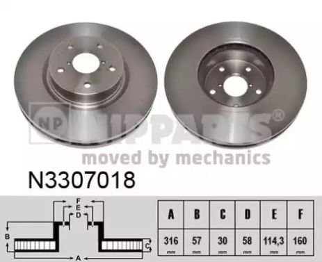 Диск гальмівний SUBARU TRIBECA, NIPPARTS (N3307018)