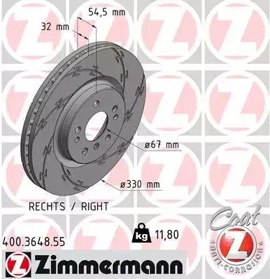 Диск тормозной MERCEDES-BENZ R-CLASS, ZIMMERMANN (400364855)