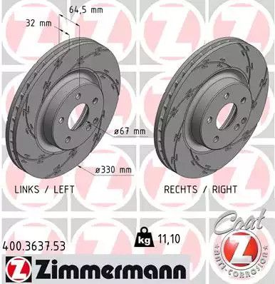 Диск тормозной MERCEDES-BENZ GLK-CLASS, ZIMMERMANN (400363753)