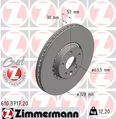 Диск тормозной VOLVO XC60, ZIMMERMANN (610371720)