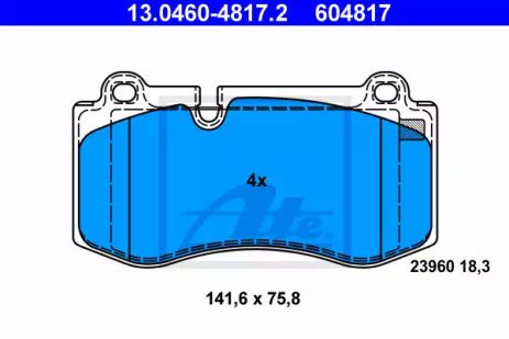 Комплект гальмівних колодок, дискове гальмо MERCEDES-BENZ S-CLASS, ATE (13046048172)