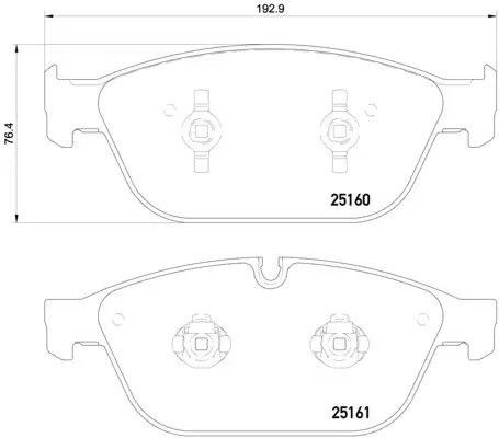 Комплект гальмівних колодок, дискове гальмо AUDI A8, BREMBO (P85128)