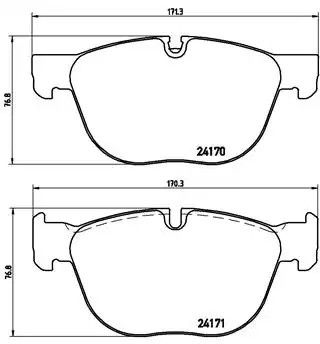 Комплект гальмівних колодок, дискове гальмо BMW X6, BREMBO (P06049)