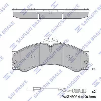 Комплект гальмівних колодок, дискове гальмо VW LT, MERCEDES-BENZ SPRINTER, SANGSIN (SP1277)