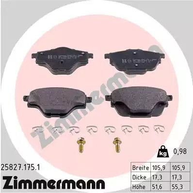 Комплект гальмівних колодок, дискове гальмо DS DS, OPEL GRANDLAND, ZIMMERMANN (258271751)