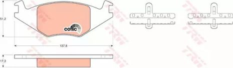 Комплект гальмівних колодок, дискове гальмо SEAT IBIZA, VW POLO, TRW (GDB463)