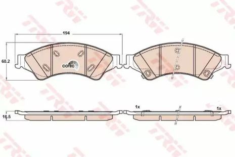 Комплект гальмівних колодок, дискове гальмо FORD RANGER, FORD AUSTRALIA, TRW (GDB2005)