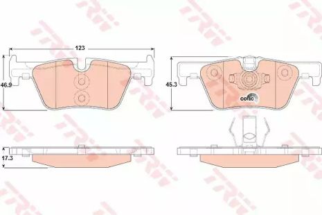 Комплект тормозных колодок, дисковый тормоз BMW 2, TRW (GDB1919)