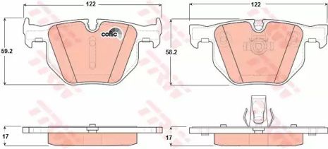 Комплект тормозных колодок, дисковый тормоз BMW 6, TRW (GDB1727)