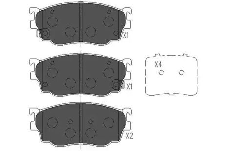 Комплект гальмівних колодок, дискове гальмо MAZDA PREMACY, KAVO PARTS (KBP4509)