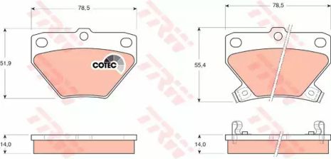 Комплект тормозных колодок, дисковый тормоз TOYOTA COROLLA, TRW (GDB3243)