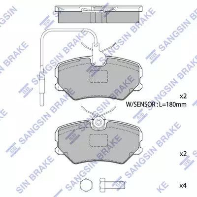 Комплект гальмівних колодок, дискове гальмо NISSAN PATROL, PEUGEOT 405, SANGSIN (SP1180)
