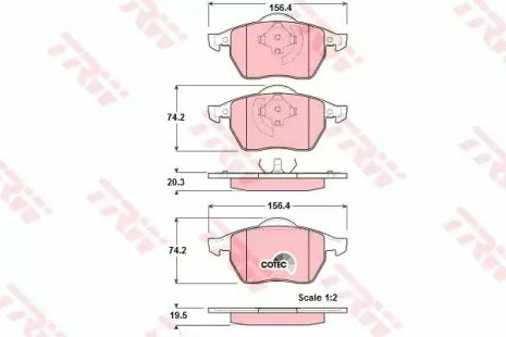 Комплект гальмівних колодок, дискове гальмо SEAT IBIZA, SKODA OCTAVIA, TRW (GDB1275)