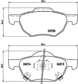 Комплект тормозных колодок, дисковый тормоз HONDA ACCORD, BREMBO (P28036)