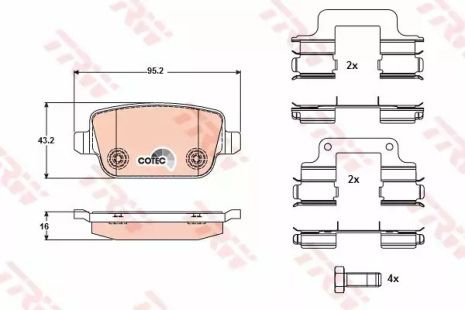 Комплект гальмівних колодок, дискове гальмо PROTON SUPRIMA, FORD AUSTRALIA, TRW (GDB1708)