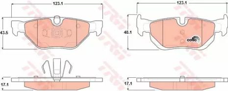 Комплект гальмівних колодок, дискове гальмо BMW (BRILLIANCE), TRW (GDB1626)