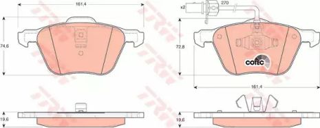 Комплект тормозных колодок, дисковый тормоз VW GOLF V , FORD GALAXY, TRW (GDB1460)