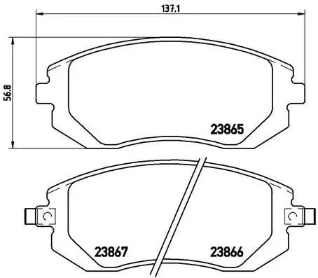 Комплект гальмівних колодок, дискове гальмо SUBARU XV, BREMBO (P78013)