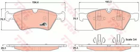 Комплект тормозных колодок, дисковый тормоз MERCEDES-BENZ M-CLASS, TRW (GDB1642)