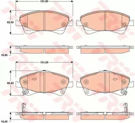 Комплект тормозных колодок, дисковый тормоз TOYOTA VERSO, TRW (GDB3479)