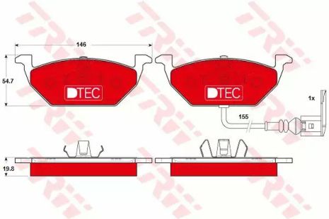 Комплект гальмівних колодок, дискове гальмо SEAT IBIZA, VW POLO, TRW (GDB1386DTE)