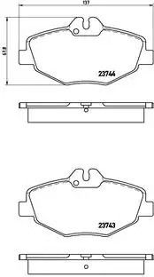 Комплект гальмівних колодок, дискове гальмо MERCEDES-BENZ E-CLASS, BREMBO (P50049)