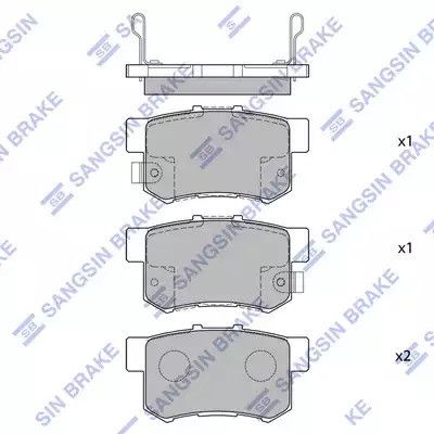 Комплект гальмівних колодок, дискове гальмо HONDA ACCORD V, ACURA RDX, SANGSIN (SP1076R)