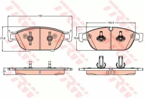 Комплект гальмівних колодок, дискове гальмо AUDI A6, TRW (GDB2113)