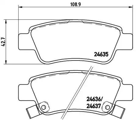 Комплект гальмівних колодок, дискове гальмо HONDA CR-V, BREMBO (P28046)