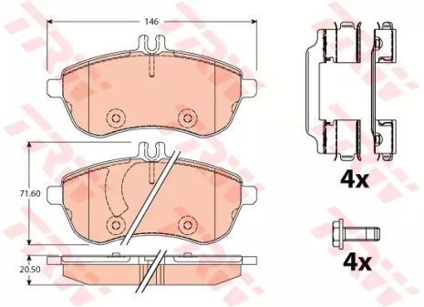 Комплект гальмівних колодок, дискове гальмо MERCEDES-BENZ C-CLASS, TRW (GDB2056)