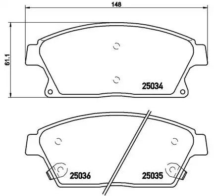 Комплект гальмівних колодок, дискове гальмо CHEVROLET CRUZE, BUICK VERANO, BREMBO (P59077)