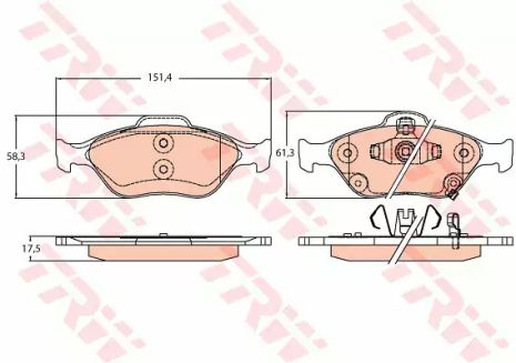 Комплект гальмівних колодок, дискове гальмо TOYOTA YARIS, TRW (GDB3625)