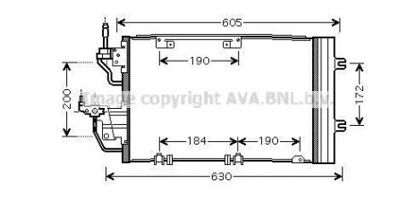 Радіатор, конденсор кондиціонера OPEL ASTRAVAN, OPEL ZAFIRA, AVA COOLING (OL5454D)