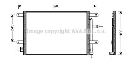 Радиатор, конденсор кондиционера SEAT EXEO, AUDI A4, AVA COOLING (AI5238)