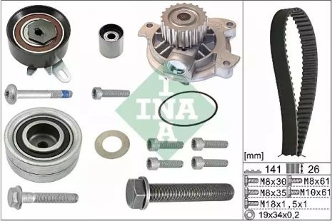 Помпа + комплект ременя ГРМ VW CRAFTER, INA (530048230)