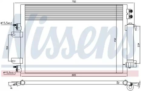 Радиатор, конденсор кондиционера DODGE CALIBER, JEEP PATRIOT, NISSENS (940570)