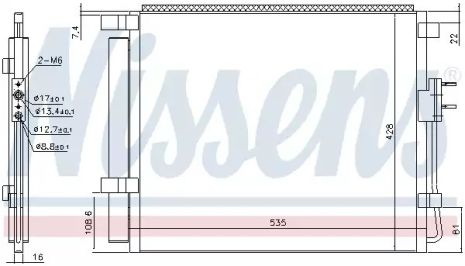 Радіатор, конденсор кондиціонера HYUNDAI GRAND, NISSENS (940391)