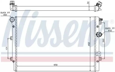 Радиатор охлаждения двигателя SEAT ALHAMBRA, VW SHARAN, NISSENS (65015)