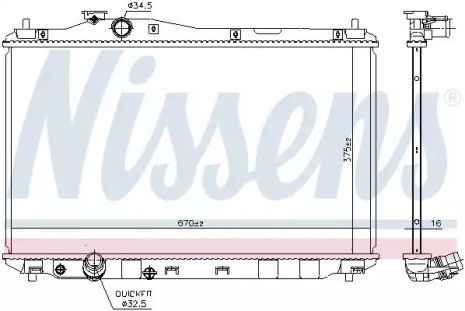 Радиатор охлаждения двигателя HONDA CIVIC, NISSENS (68093)