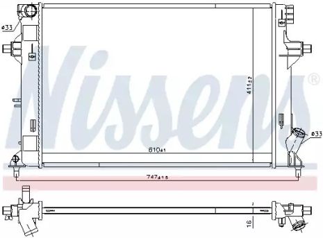 Радиатор охлаждения двигателя HYUNDAI i30, NISSENS (606552)