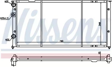 Радіатор охолодження двигуна VW PASSAT, NISSENS (652491)