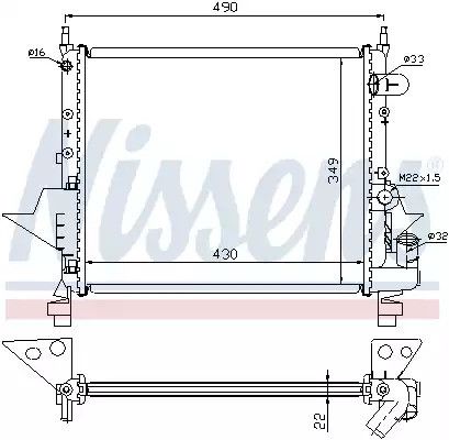 Радіатор охолодження двигуна RENAULT TWINGO, NISSENS (63949)