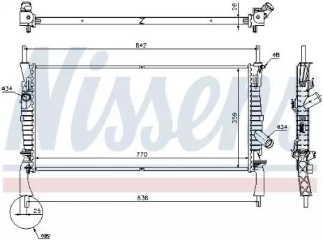 Радіатор охолодження двигуна FORD TRANSIT, NISSENS (69226)